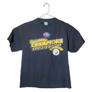 Y2K NFL Pittsburgh Steelers Championship T Shirt Size Large 100% Cotton